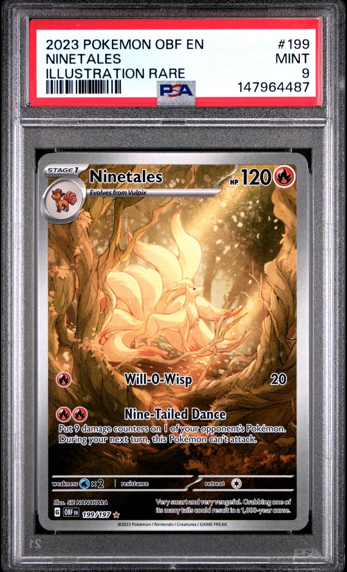 2023 #199 Ninetales PSA 9 Obf EN-Obsidian Flames Pokemon