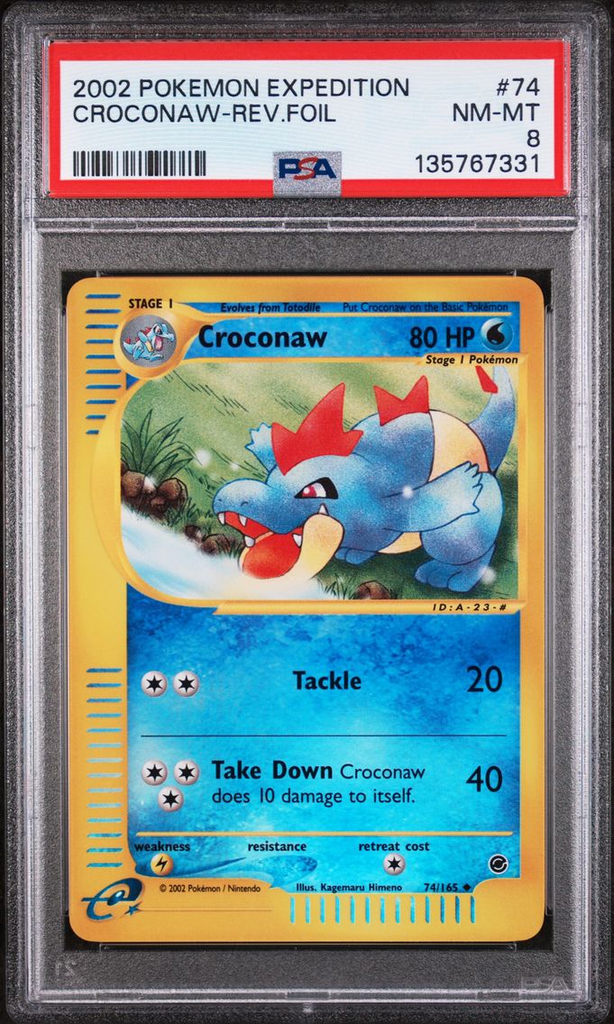 2002 #74 Croconaw-Reverse Foil PSA 8 Expedition Pokemon
