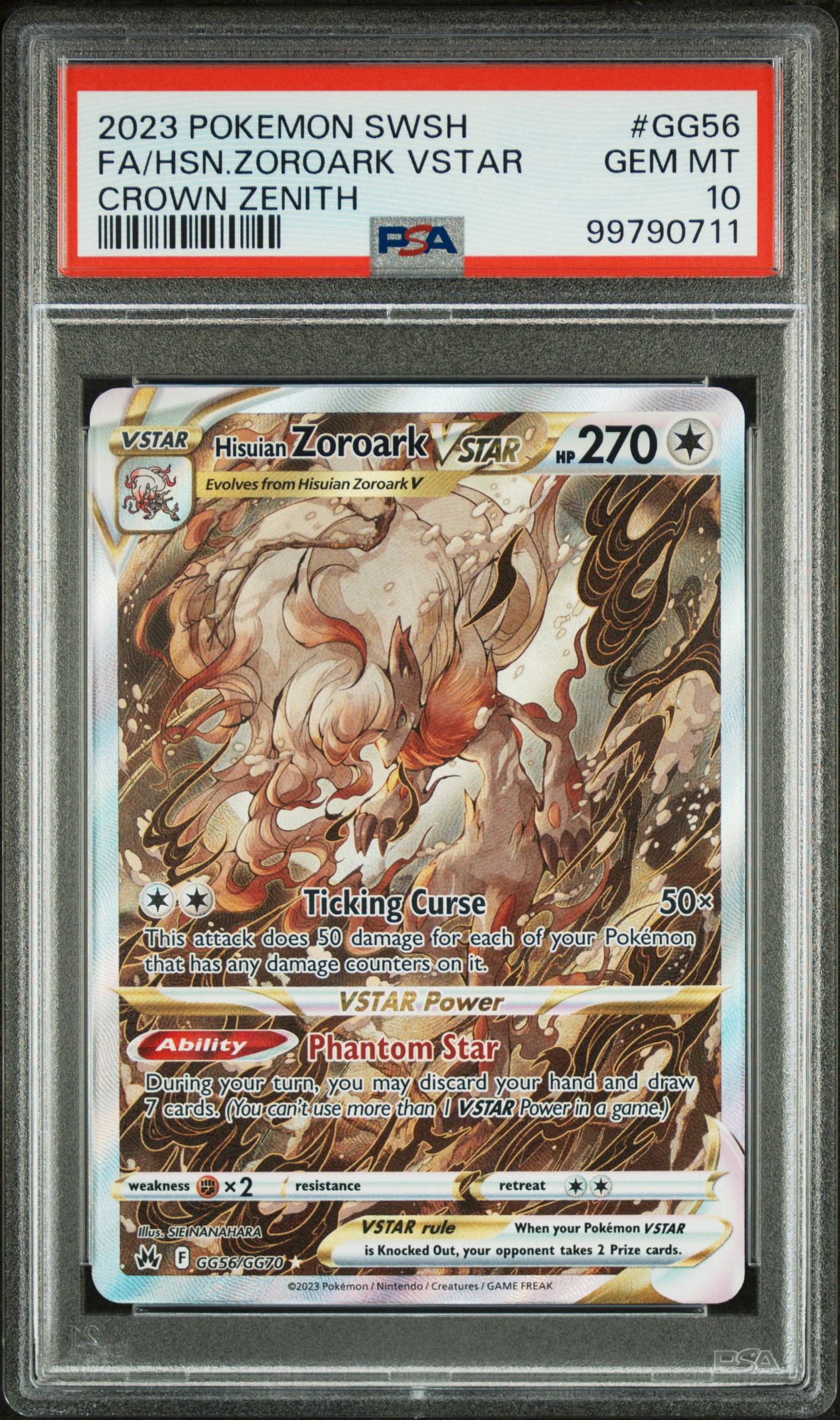 2023 #GG56 Full Art/Hisuian Zoroark Vstar PSA 10 Sword and Shield Crown Zenith Pokemon