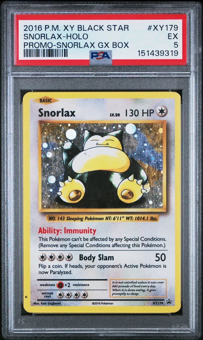 2016 #XY179 Snorlax-Holo PSA 5 XY Black Star Promo Pokemon