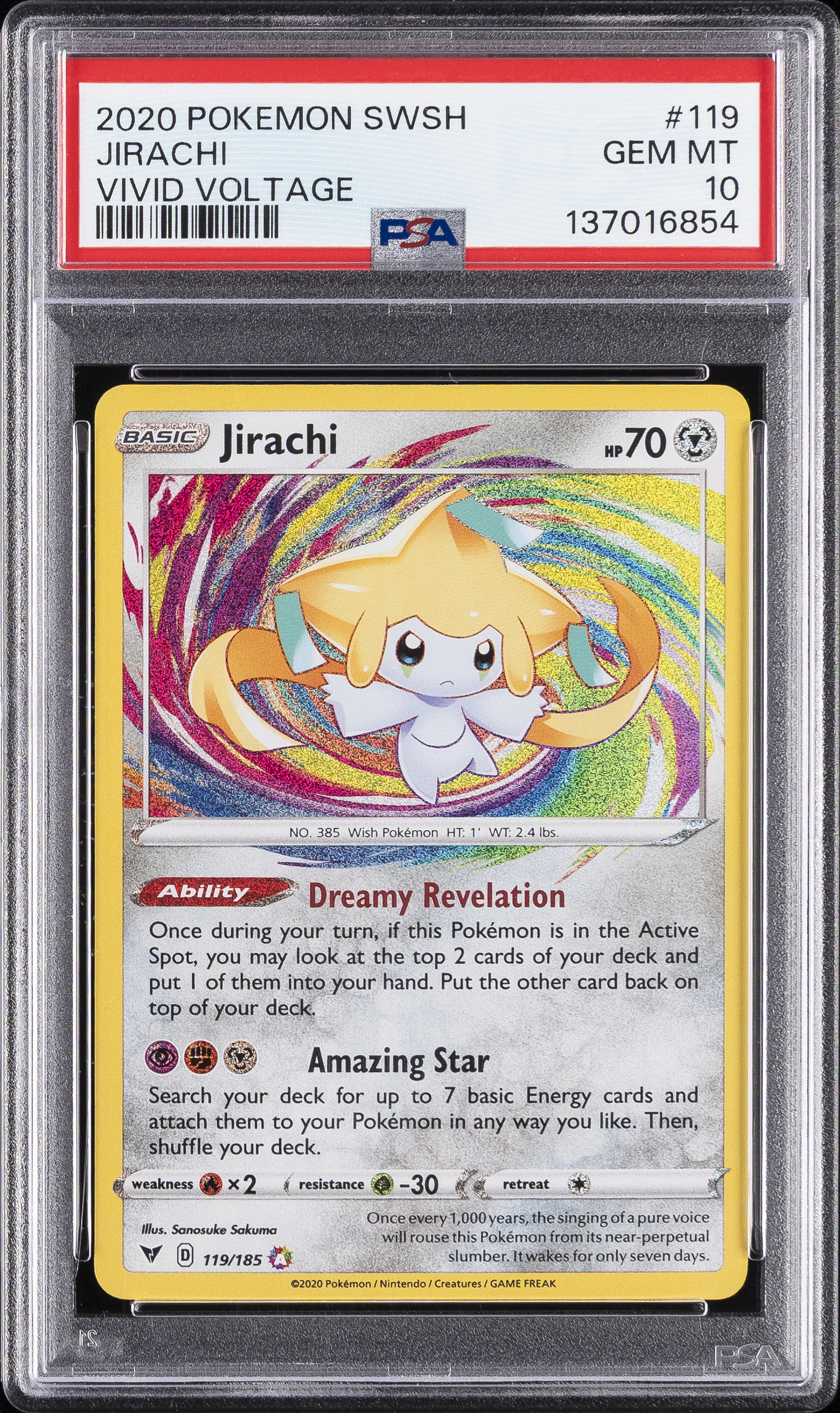 2020 #119 Jirachi PSA 10 Sword & Shield Vivid Voltage Pokemon