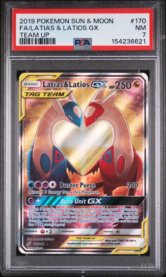 2019 #170 Full Art/Latias & Latios GX PSA 7 Sun & Moon Team Up Pokemon